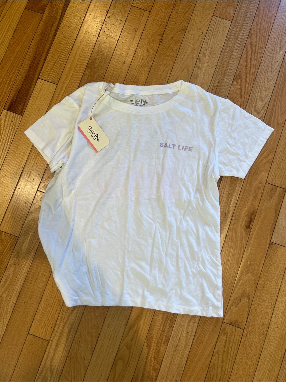 Salt Life White Woman’s Short-Sleeve Tee with Lavender Logo